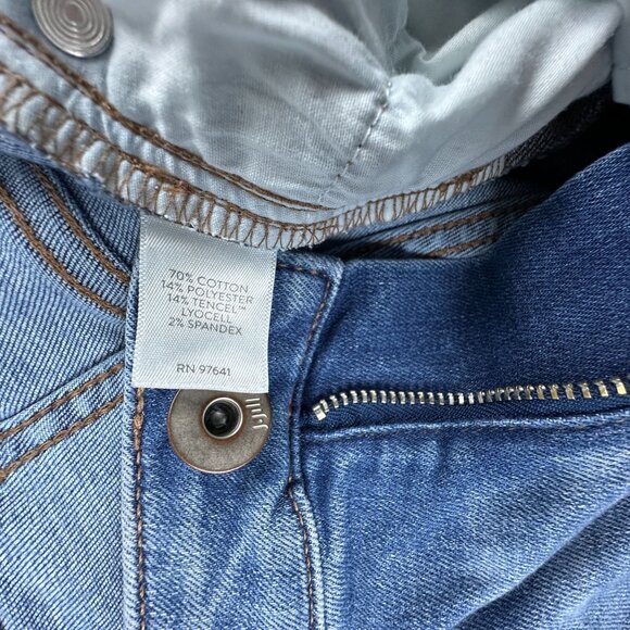 J. Jill Demi Bootcut Jeans Size 8 Frayed Hem Womens Mid Rise Light Wash Blue - Picture 6 of 12